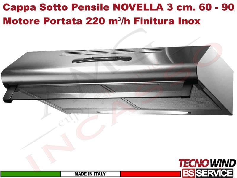 Cappa Incasso Sotto Pensile 90 NOVELLA 3 K002R0655 Motore 220 m³/h Classe C