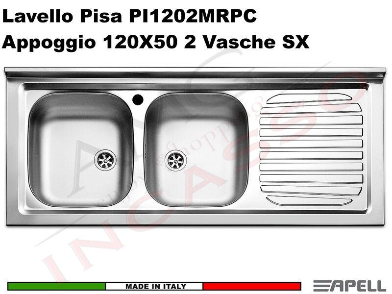 Lavello Apell Pisa PI1202MRPC Appoggio 120X50 2V SX Goc.DX Acciaio