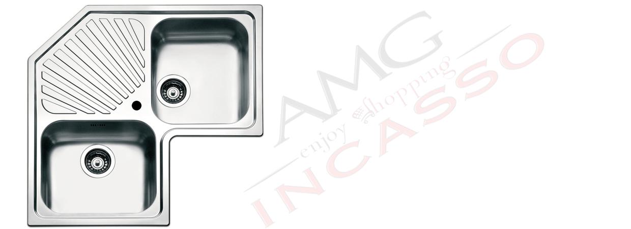 Lavello Cucina Angolo 2 Vasche cm.83X83 Acciaio Inox