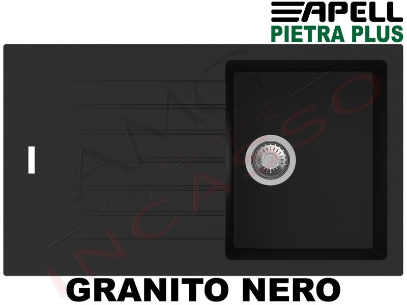 Lavello Incasso Apell-Fhuller PTPL861GB 86X50 1 Vasca + Gocciolat. Granito Nero