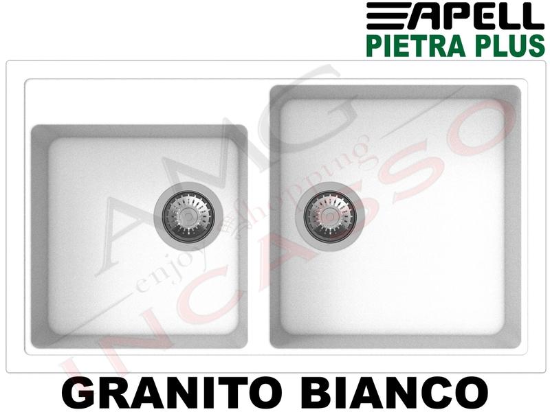 Lavello Cucina 2 Vasche Fragranite.Lavello Cucina New Pietra Plus 2 Vasche Cm 86x50 Fragranite Bianco Amg Incasso Elettrodomestici Da Incasso