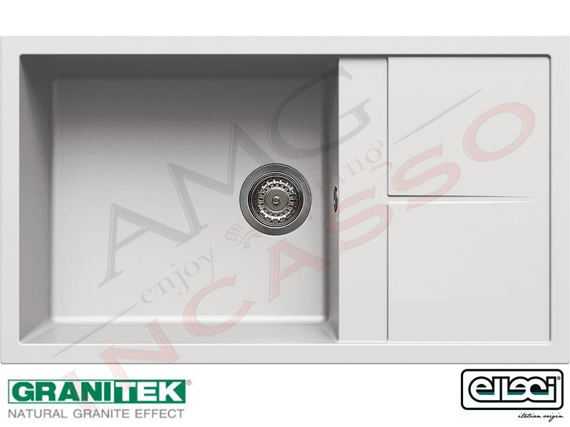 Lavello Elleci Unico 410 LGU41068 86X50 1 Vasca + Gocc. Granitek Matt® 68 Bianco