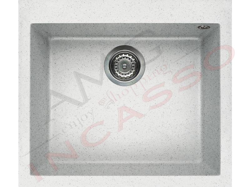 Lavandino Da Incasso Pietra.Lavello Incasso Quadra 110 Lgq11052 61x50 1v Granitek G52 Bianco Pietra Amg Incasso Elettrodomestici Da Incasso