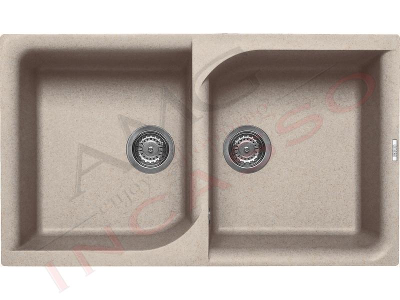 Lavello Cucina Due Vasche.Lavello Cucina 2 Vasche Cm 86x50 Ego Granitek G51 Avena Amg Incasso Elettrodomestici Da Incasso