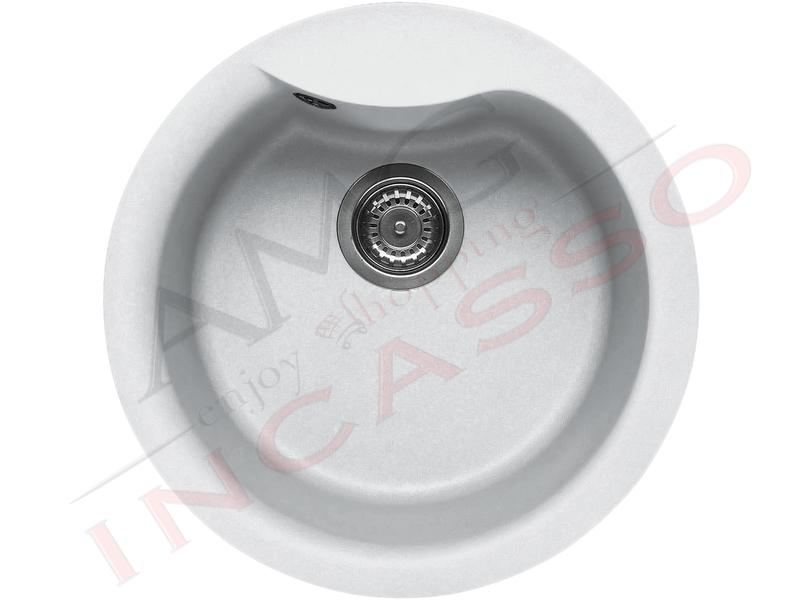 Lavello Cucina 1 Vasca Ø cm.45,8 Ego Granitek® G68 Bianco Titano