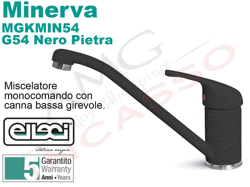 Miscelatore Rubinetto Minerva Canna Bassa Granitek Nero Pietra