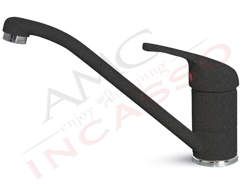 Miscelatore Rubinetto Minerva Canna Bassa Granitek Nero FULL BLACK