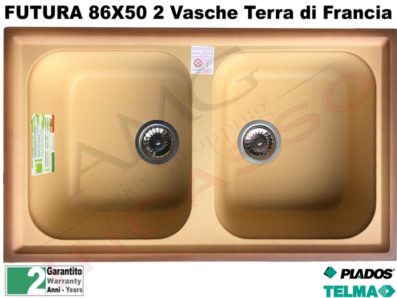 Lavello Plados Telma Futura FT08620-02 86X50 2 Vasche Terra dii Francia