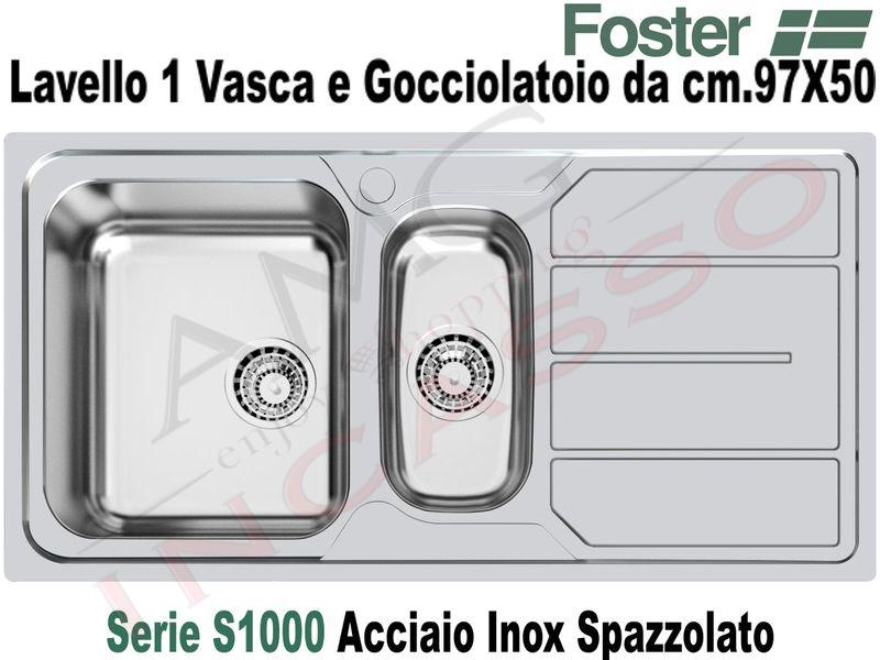 Lavandino Cucina Acciaio Inox.Lavello Cucina S1000 1 Vasca E Sinistra Cm 97x50 Acciaio Inox Amg Incasso Elettrodomestici Da Incasso