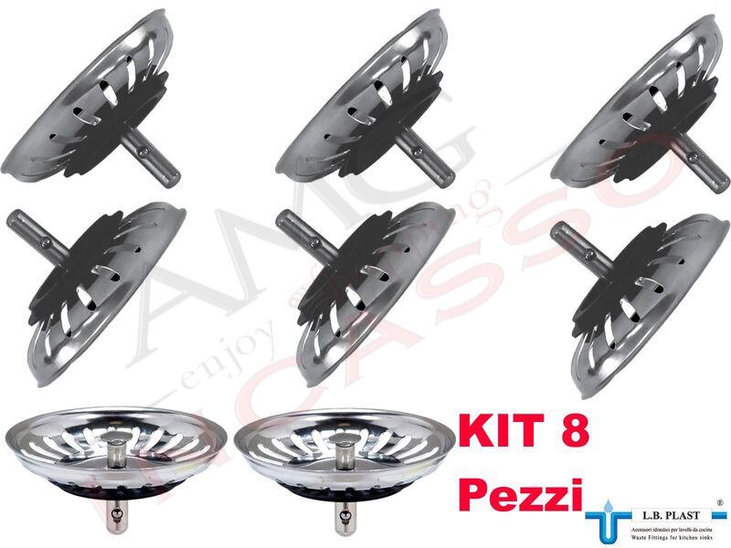 Tappo Classic Multi Raiy Ø 7,9 Cestello Inox per Piletta Basket 3" Kit  8 Pezzi