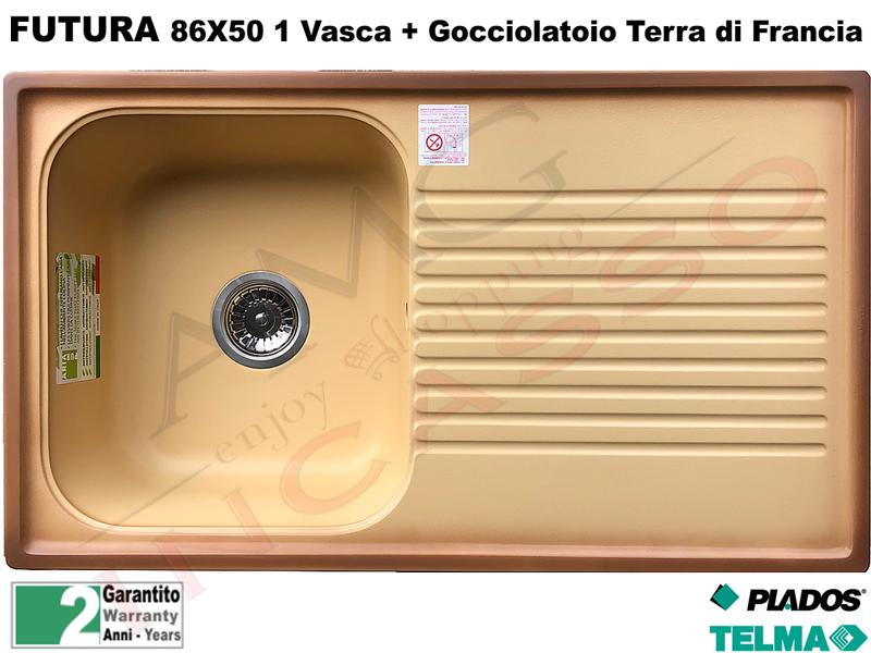 Lavello Plados Telma Futura FT08610 02 86X50 1 Vasca.+ Gocciol