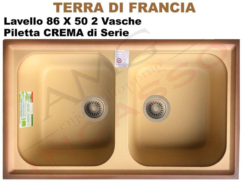 Miscelatore Per Lavello Cucina Terra Di Francia.Lavello Futura 86x50 2 Vasche Terra Di Francia Pilette Crema Amg Incasso Elettrodomestici Da Incasso