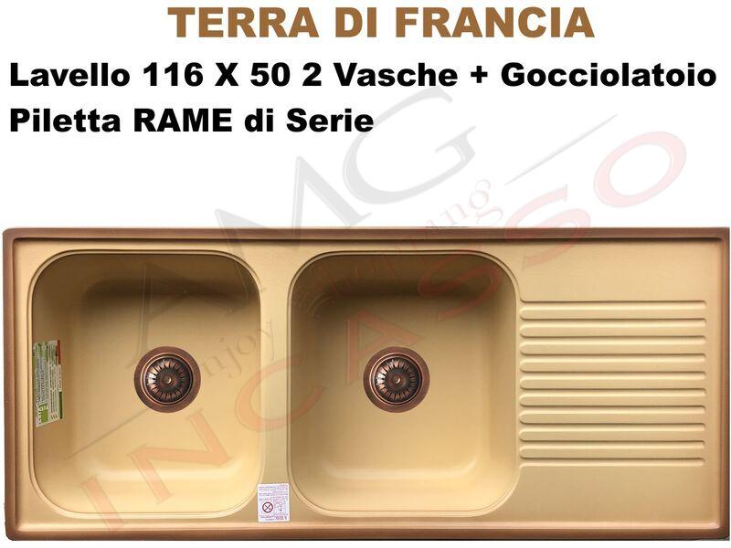 Lavello Telma Futura FT11620-02 116X50 2 Vasche Terra Di Francia Pilette Rame
