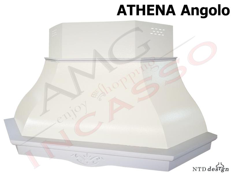 Cappa Angolo 103X103 Con Trave Legno Massello Scolpita Frassino Grezzo