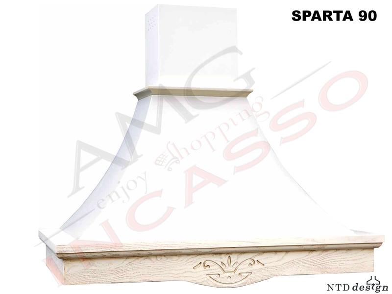Cappa Parete Rustica 90 con Trave Legno Massello Tiglio Grezzo
