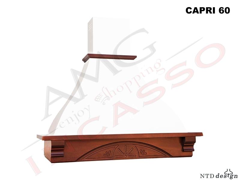 Cappa Parete Rustica 60 Con Trave Legno Massello Frassino Grezzo