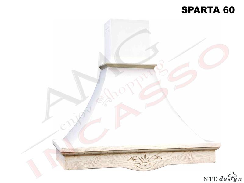 Cappa Parete Rustica 60 Con Trave Legno Massello Frassino Grezzo