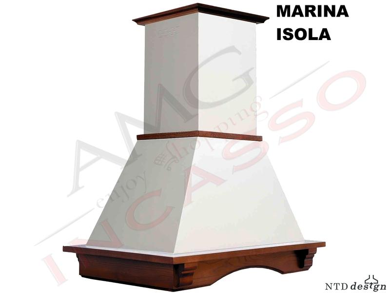 Cappa Isola Rustica Marina 90X60 Con Trave Legno Massello Frassino Grezzo