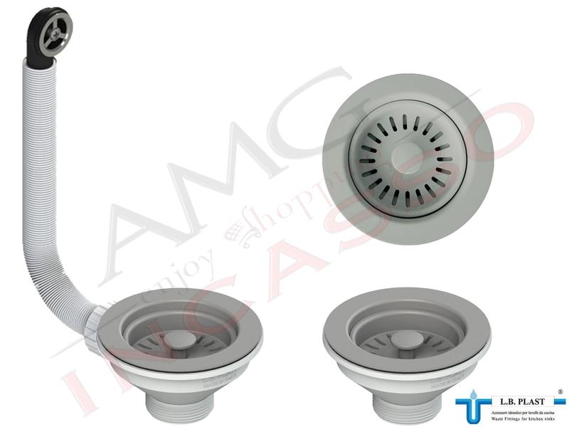 Kit Piletta Basket 3"½ Ø11,4 670-CL+550 C/Troppo Pieno + Tappo Cestello Ø 7,9 Grigio