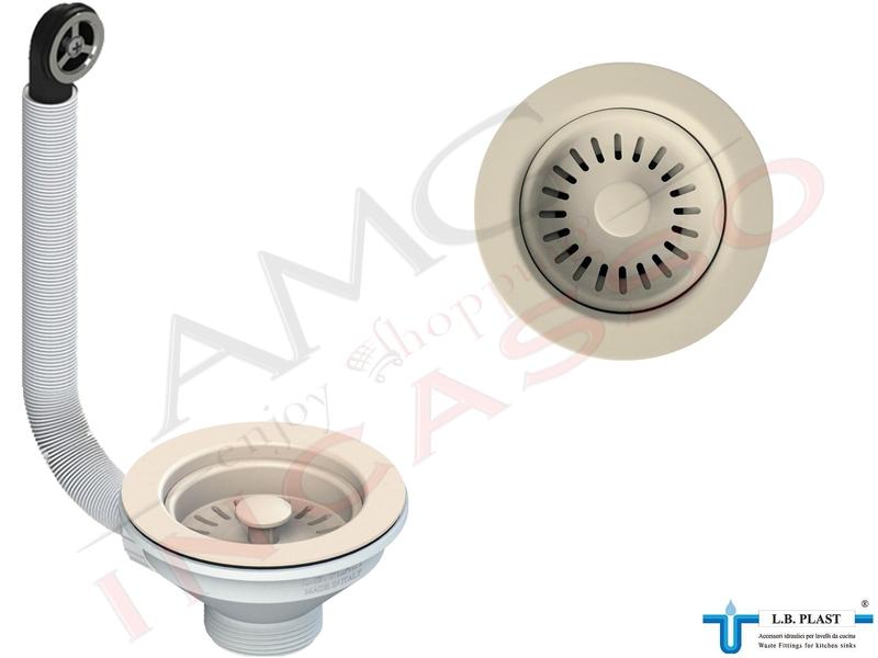 Piletta Basket Multi Ray Ø 3"½ - cm.11,4 Tappo Ø cm.7,9 Crema [Per Avena T.d.F. e B.co Antico] con Troppo Pieno