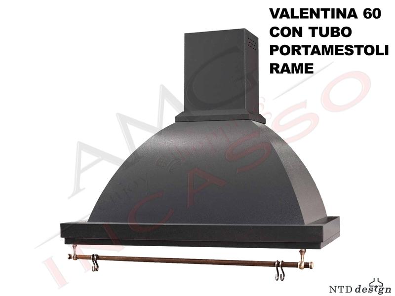 Cappa Parete Rustica 60 Verniciata Antracite Con Sottopensile Rame