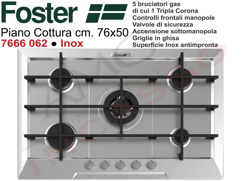 [BF] Piano Cottura 75 Foster KF 4 Fuochi + 1 tripla corona Griglie Ghisa Inox