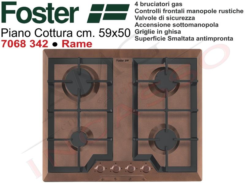Piano Cottura 60 Foster Elettra 4 Fuochi Griglie in Ghisa Rame Ramato Con Trasporto