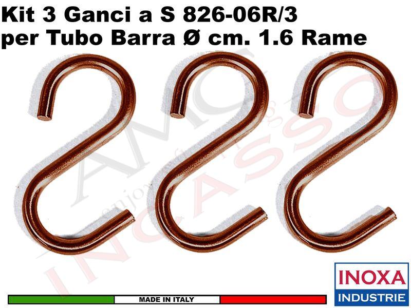 Confezione 3 ganci a S Inoxa 826-06R/3 per tubo 16 mm Rame Antico