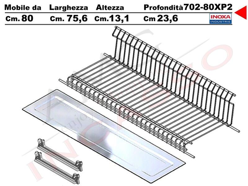 Scolapiatti Griglia Unica Vasistas Pensile 80 702 + 2 Staffe 901 + Vaschetta 602
