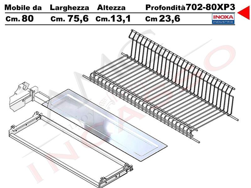 Scolapiatti Griglia Unica Vasistas Pensile 80 702 + Vaschetta 602 + Telaio 551