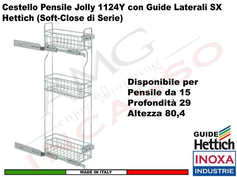 CESTELLO ESTRAIBILE 2 RIPIANI modello JOLLY GOLD CROMO GUIDE LATERALI SX  SOFT mm.20x50