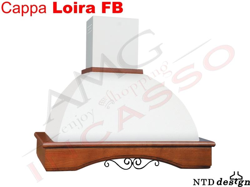 Cappa a Parete Cucina Rustica Loira Trave Sagomata Legno Massello motore da 500 m³/h