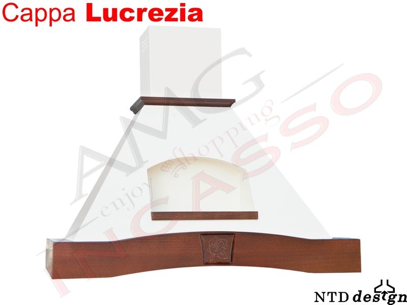 Cappa a Parete Cucina Rustica Lucrezia Trave Scolpita Legno Massello motore da 500 m³/h
