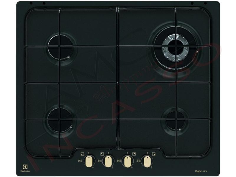 Piano Cottura Cucina Rustico 4 Fuochi Gas cm.60 Nero Matt / Antracite