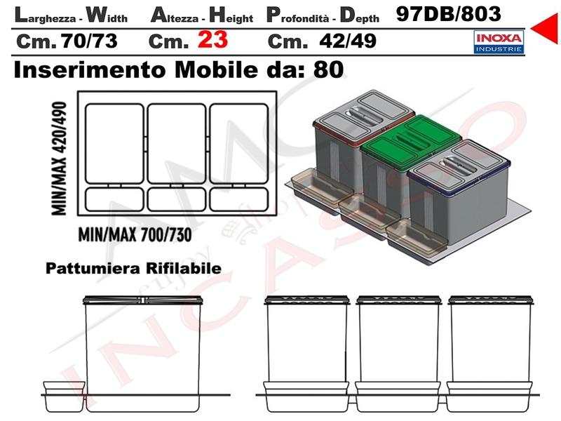 Contenitore per la raccolta differenziata da interni h20_183