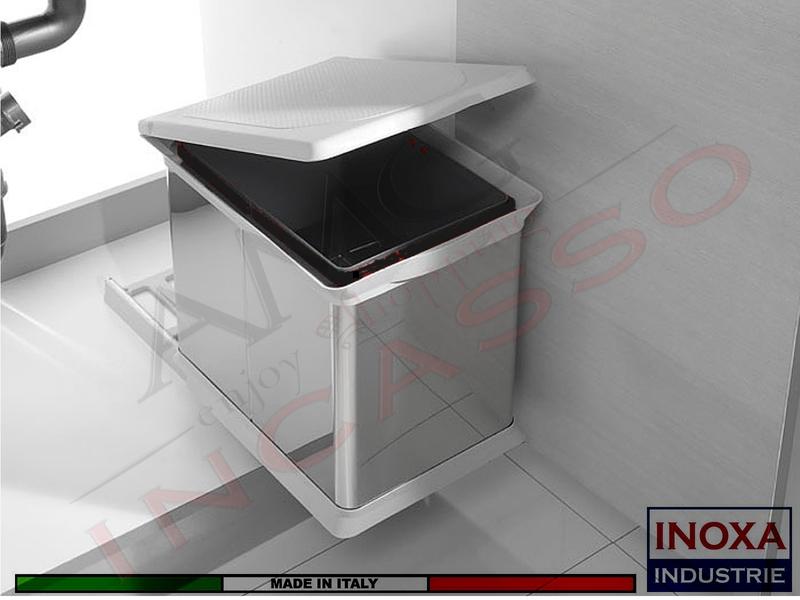 Pattumiera Estraibile Acciaio e Plastica 1 Secchio Plastica X Base 30 a 120