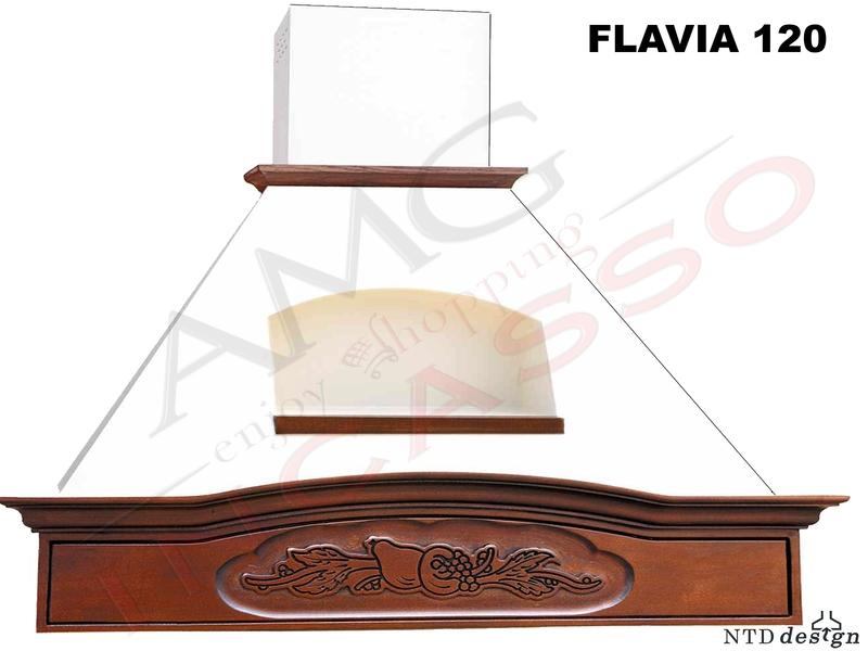 Cappa Angolo 103X103 Con Nicchia e Trave Legno Frassino Verniciato