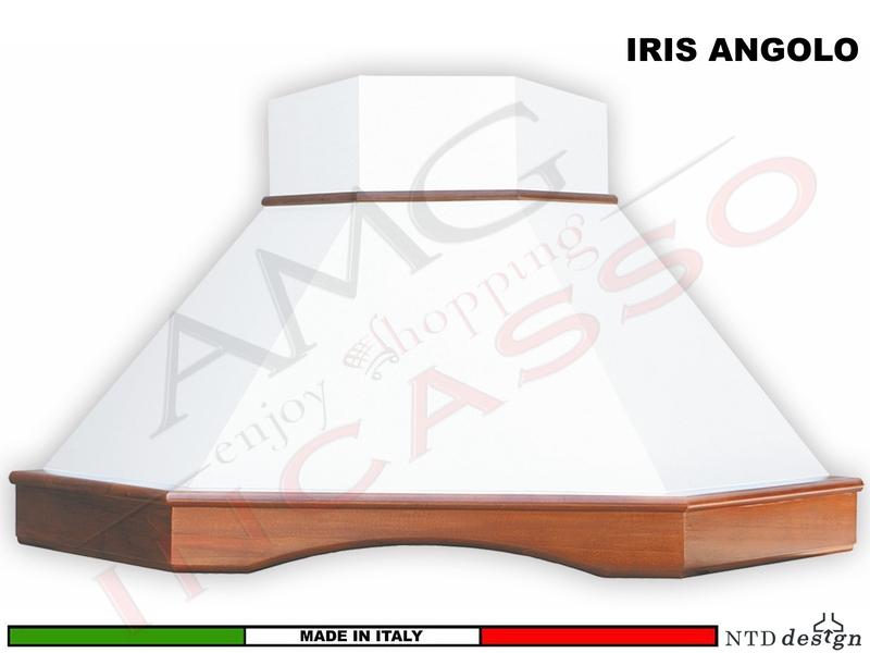 Cappa Angolo Iris 103X103 Con Trave Legno Massello Frassino Verniciato