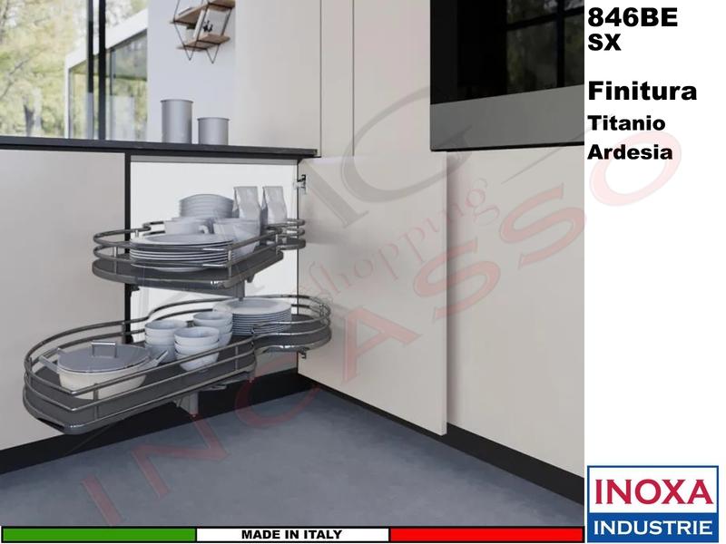 2 Ripiani Girevoli Angolo 100X60 Anta 50 SX Struttura Titanio Ripiano Ardesia