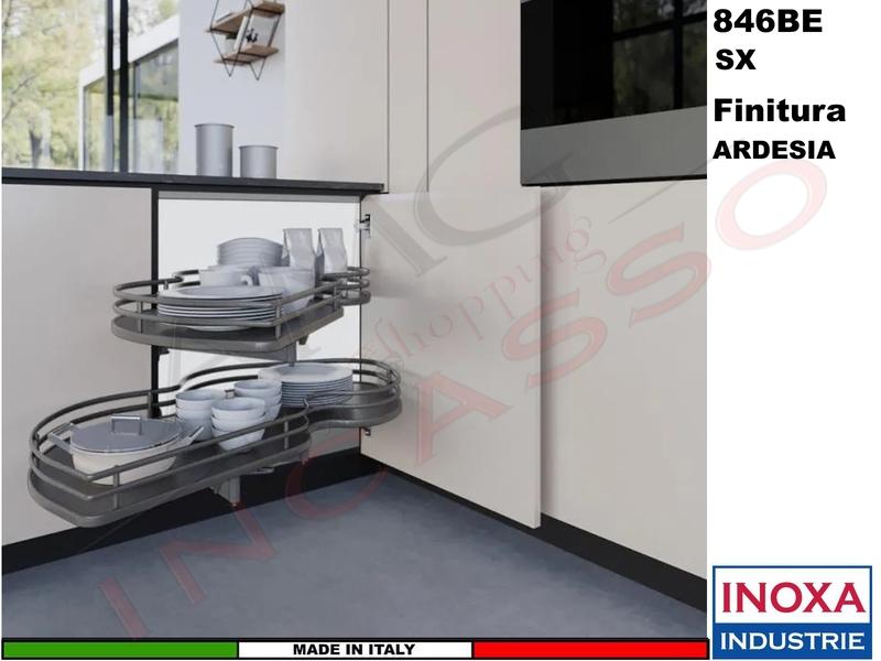 2 Ripiani Girevoli Angolo 100X60 Anta 50 SX Struttura Ardesia Ripiano Ardesia