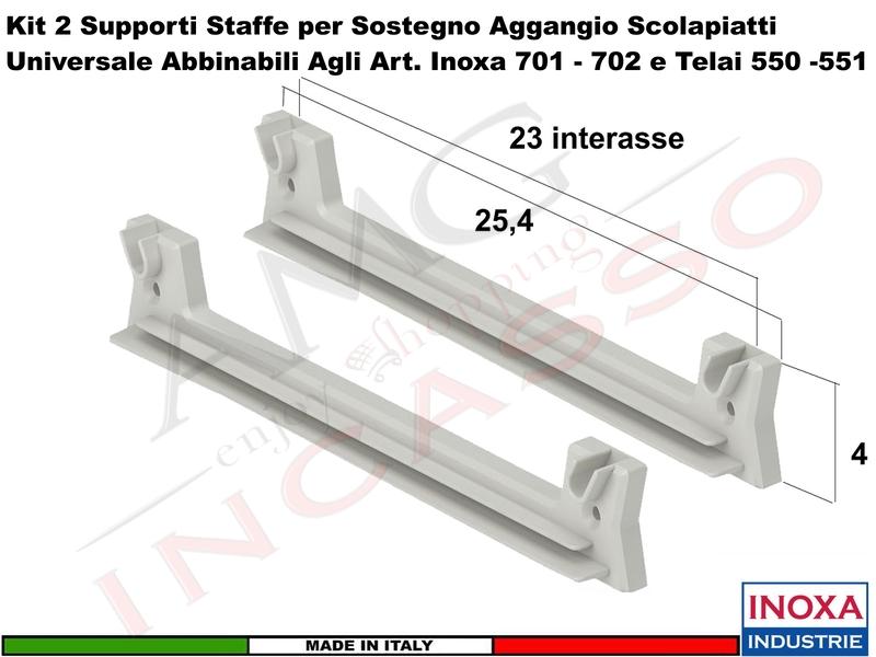 2 Staffe 901 Supporto Plastica Rinforzata Scolapiatti Inoxa Ricambio Universale