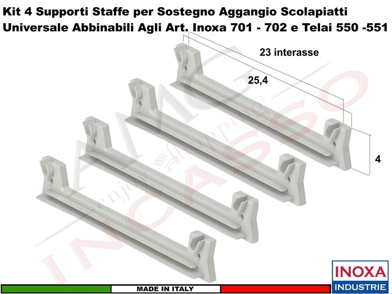 4 Staffe 901 Supporto Plastica Rinforzata Scolapiatti Inoxa Ricambio  Universale