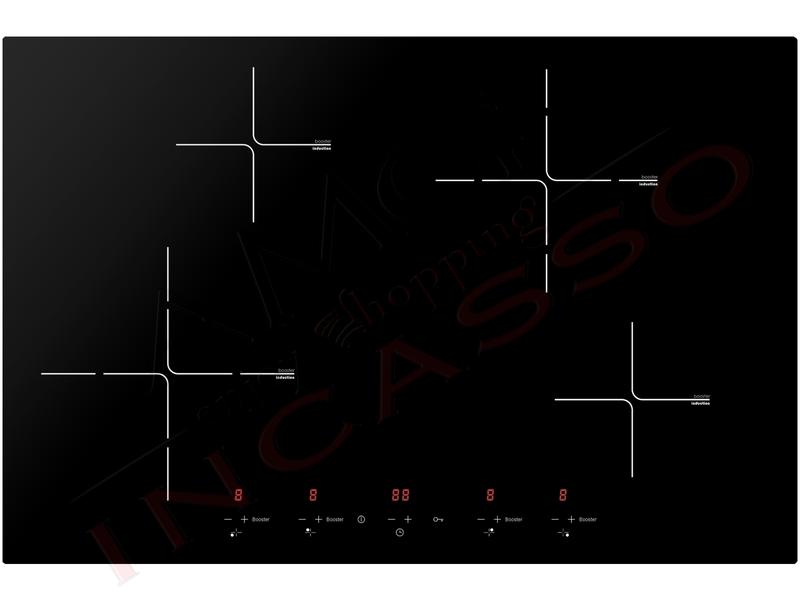 Piano Cottura Induzione cm. 77 Sleek Line 4 Zone Cottura con Booster e 9 Livelli Potenza