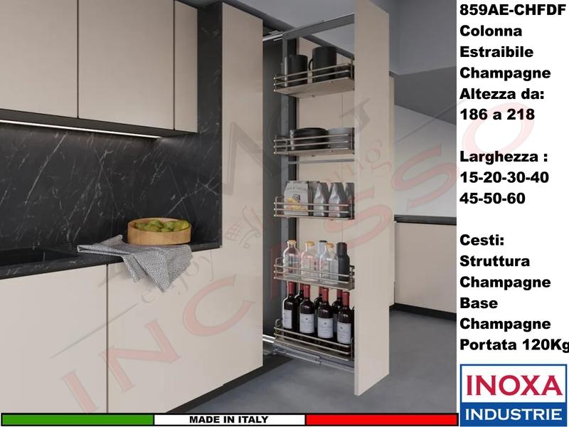 Colonna Alta Dispensa Estraibile Larga 20 ELLITE 859AE Champagne e 5 Cesti Champagne