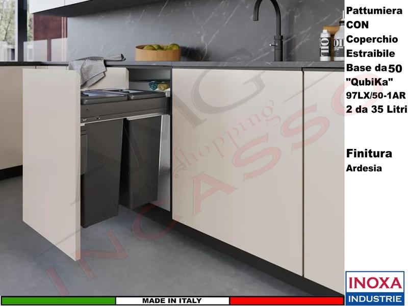 FHULLER Pattumiera Estraibile 97LX/50-1AR Fissaggio Anta Base 50 2 Secchio