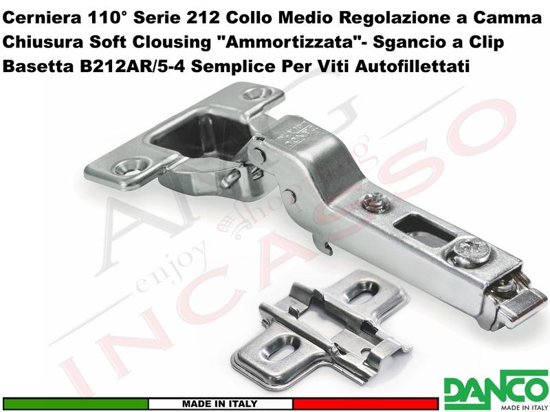 Cerniera Danco 212 Ammortizzata 110° Media Soft Closing + Basetta 212 Semplice