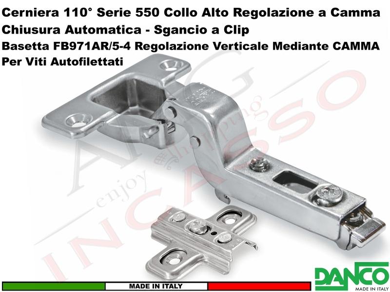 Cerniera Clip Danco F55080C44 Automatica 110° Collo Alto + Basetta 971 Acciaio