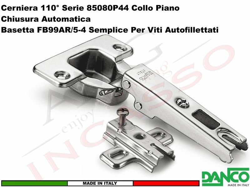 Cerniera Danco F850080P44 Automatica 110° Collo Piano + Basetta 996 Acciaio