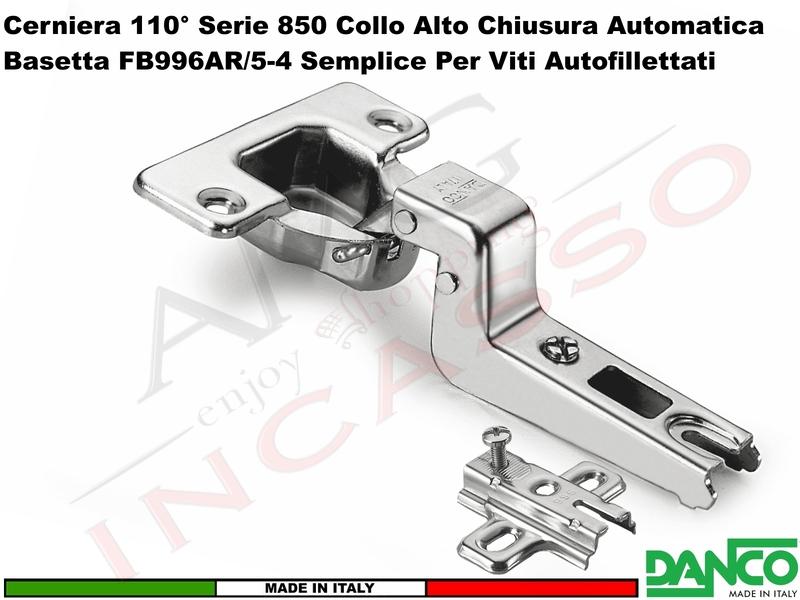 Cerniera Danco F850080C44 Automatica 110° Collo Alto + Basetta 996 Acciaio