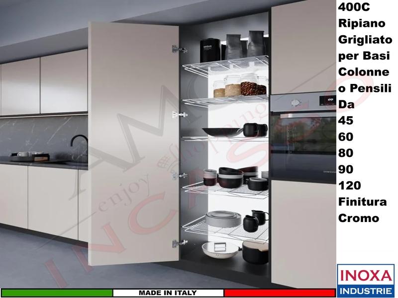 Ripiano Grigliato INOXA Serie DISPENSA Per Pensili da 45-60-80-90-120 Cromato